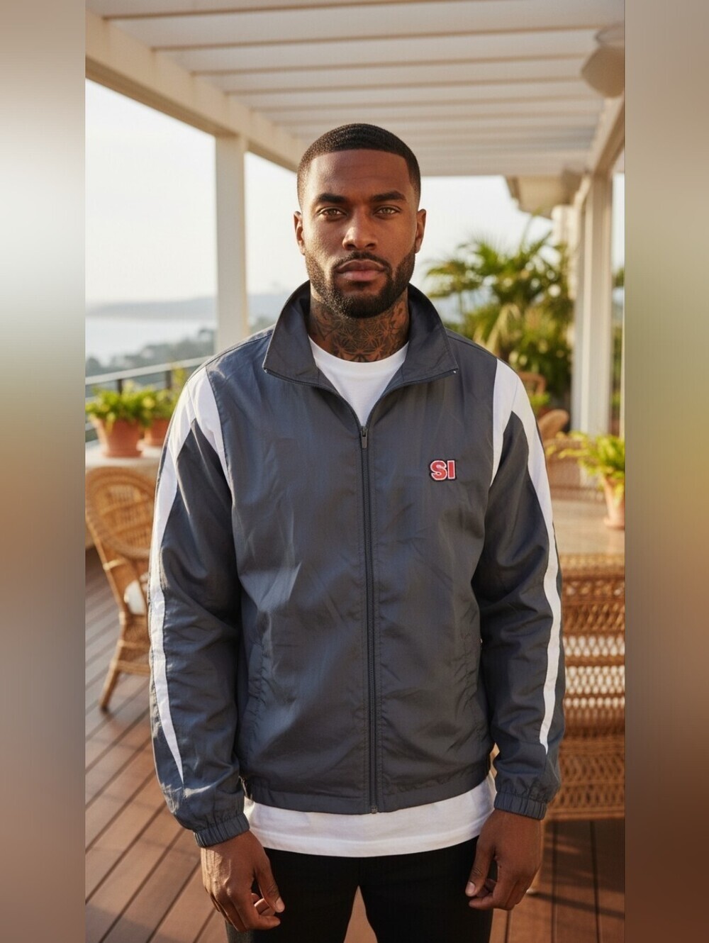 Sports Illustrated Vintage Navy Blue Windbreaker Full Zip Mens